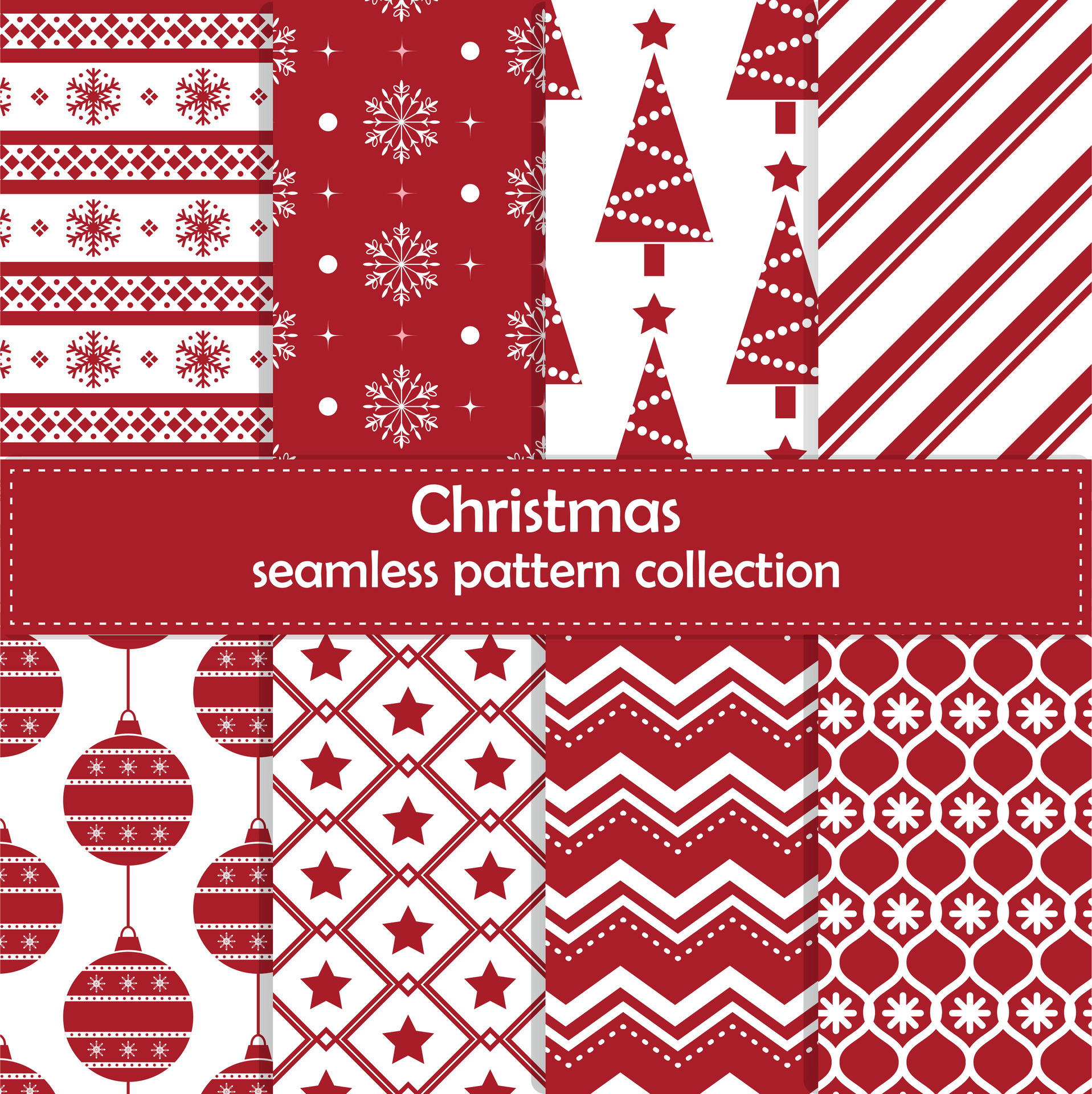 Set of seamless fabric Merry Christmas and Happy New Year. Gift