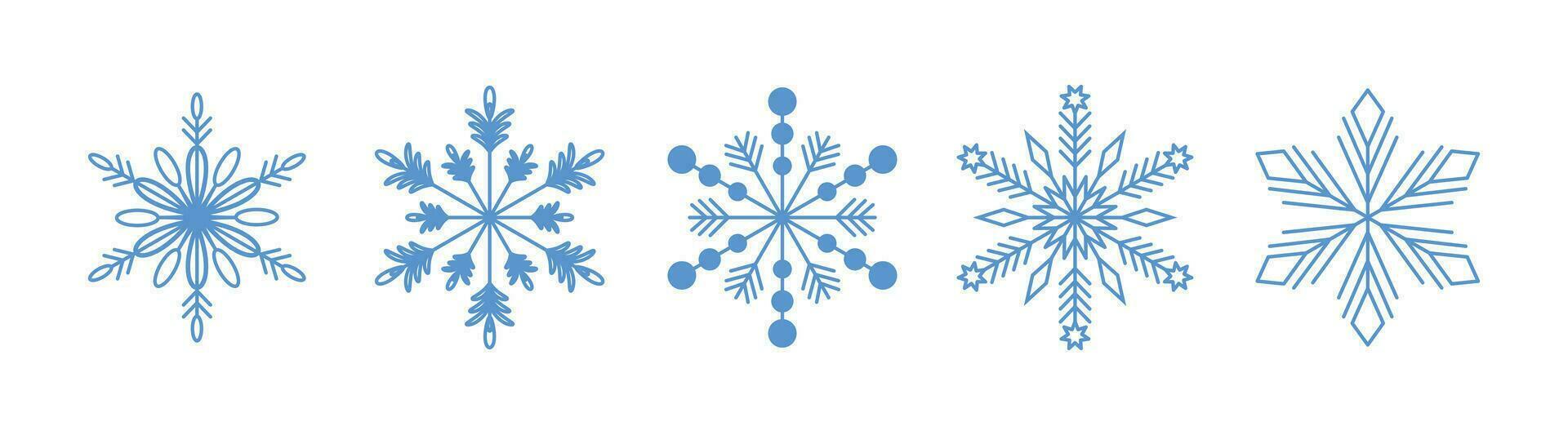 copos de nieve. invierno conjunto de azul copos de nieve aislado en blanco. editable ataque. vector