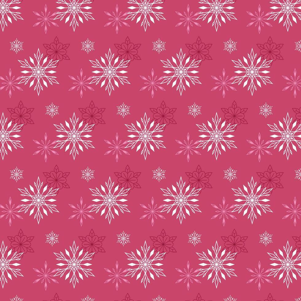 Seamless winter pattern with snowflakes on a pink background. Pattern in samples. Christmas and New Year pattern. vector