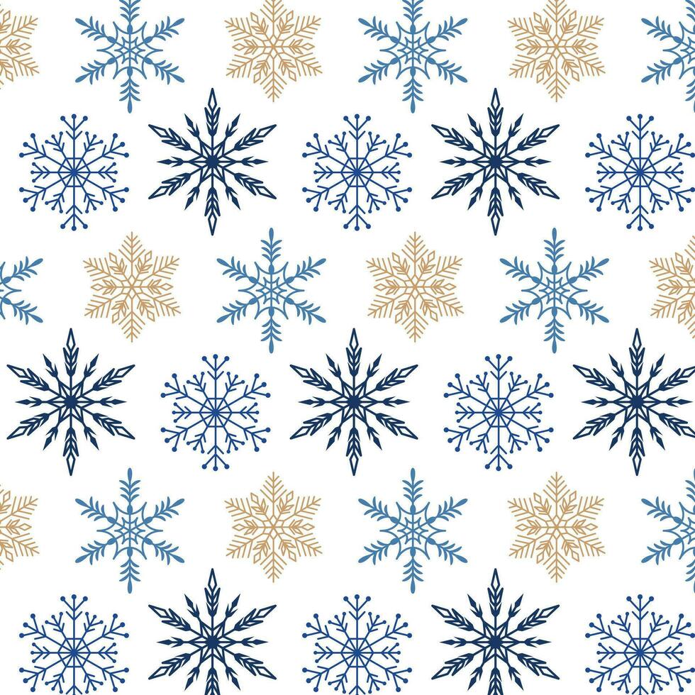 Winter seamless background with falling snow. Christmas and New Year holiday design made from beautiful snowflakes. Pattern in the panel samples. vector