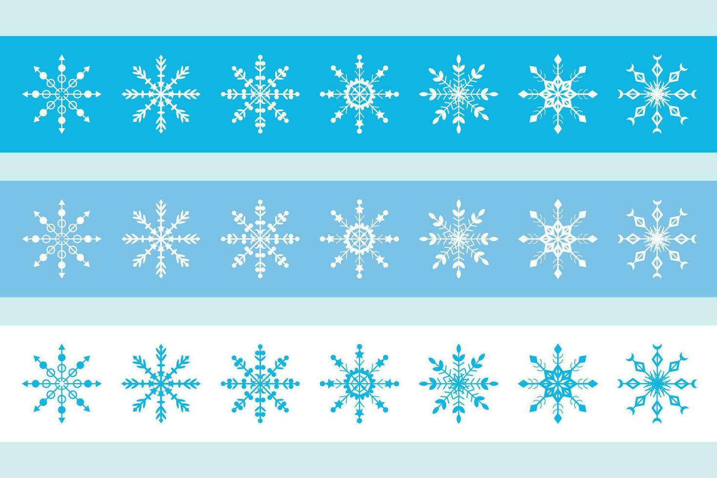 Collection of snowflakes on ribbons. New Year and Christmas design. vector