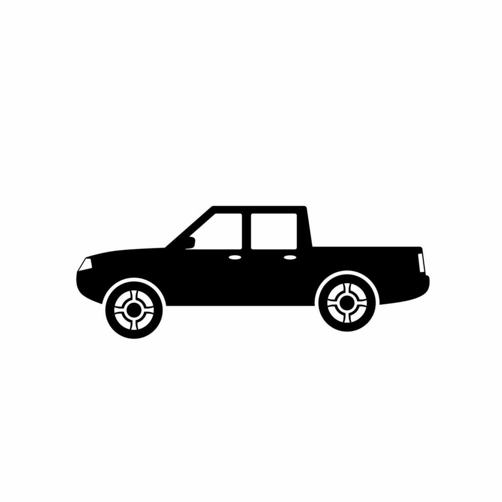 Pickup car icon vector. Countryside delivery car silhouette for icon, symbol and sign. Pickup car for transportation, shipment, delivery, package or transit vector