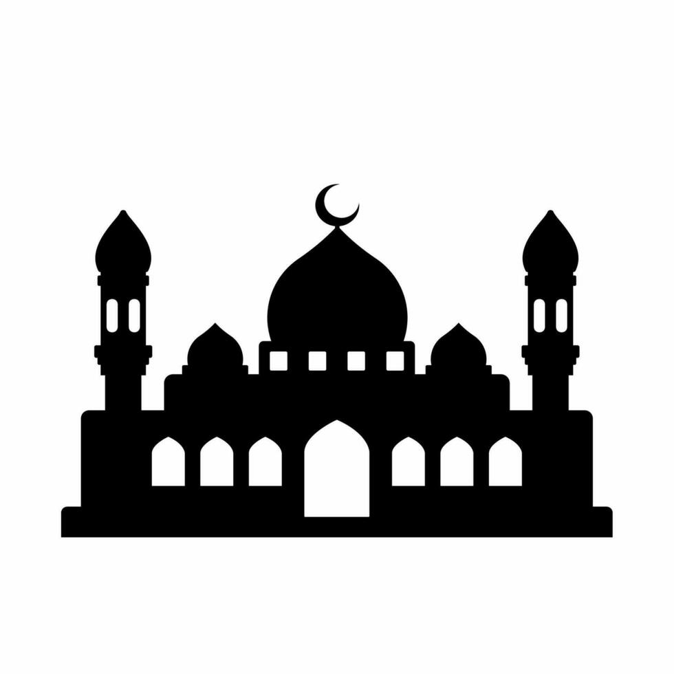 Mosque silhouette vector. Mosque building icon for symbol eid mubarak celebration. Ramadan design graphic in muslim culture and islam religion vector