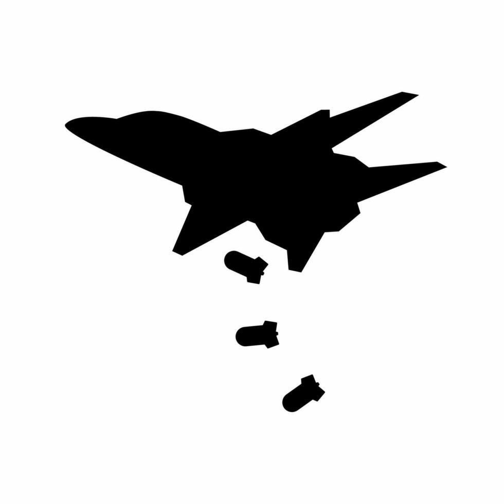 Bomber jet silhouette vector. Bomber plane silhouette for icon, symbol or sign. Bomber icon for military, war, conflict and air strike vector