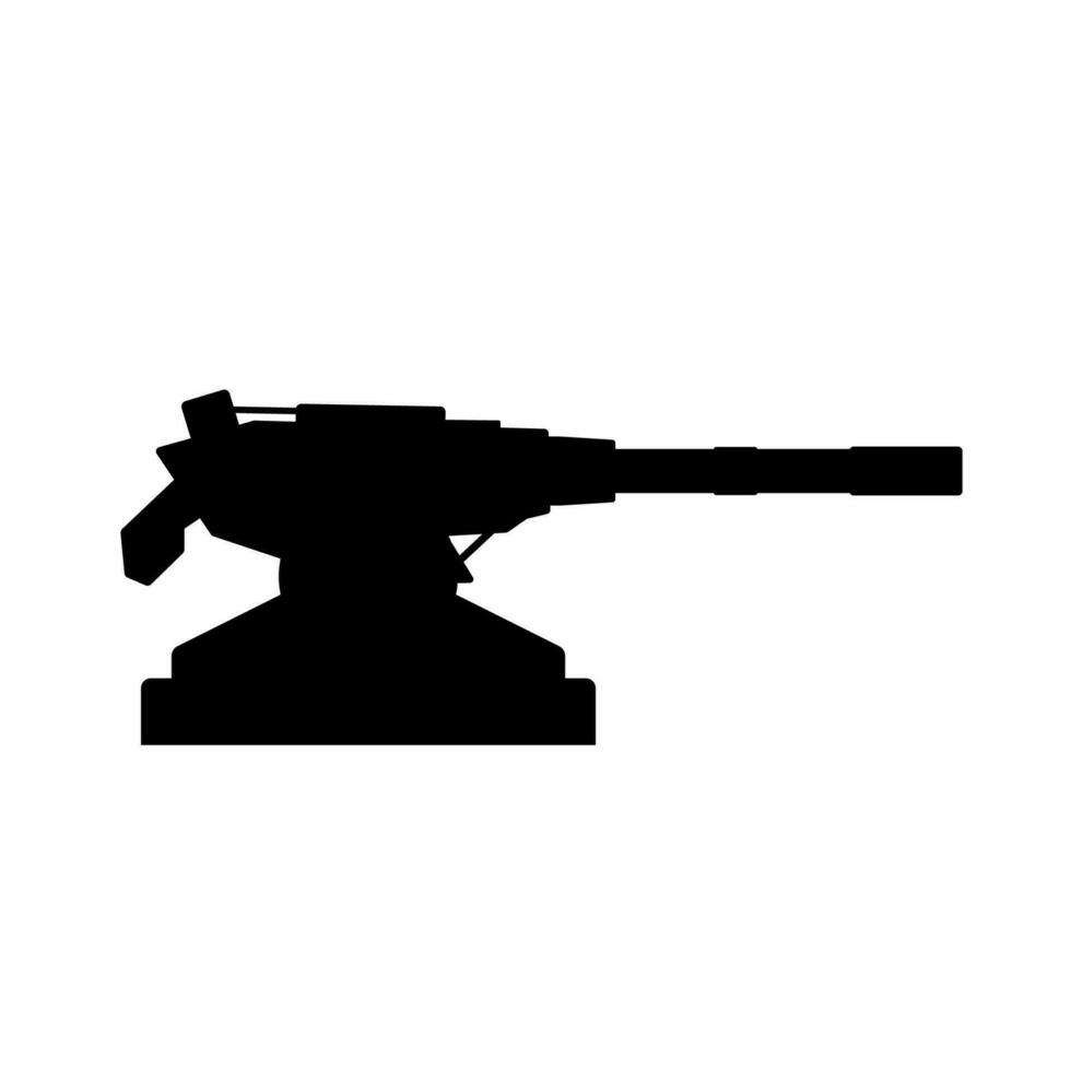 Turret gun silhouette vector. Automatic turret silhouette can be used as icon, symbol or sign. Turret gun icon vector for design of weapon, military, army or war