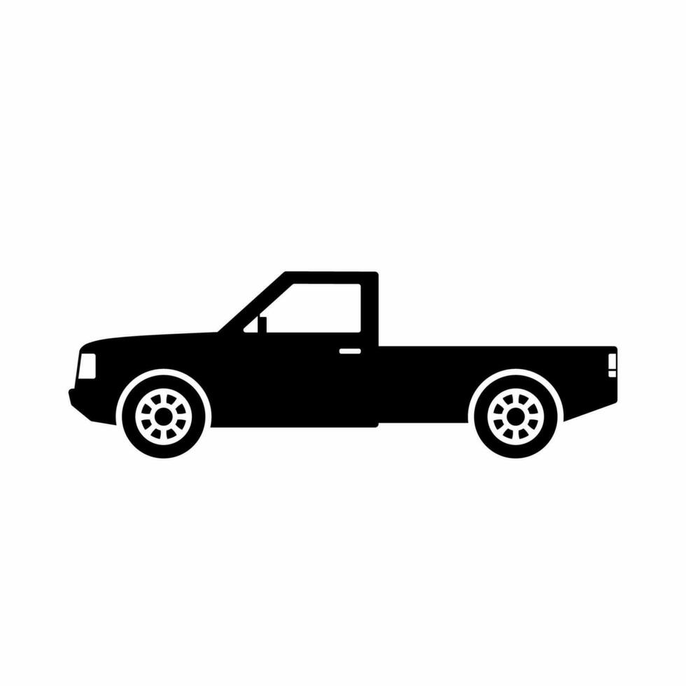 Pickup car icon vector. Countryside delivery car silhouette for icon, symbol and sign. Pickup car for transportation, shipment, delivery, package or transit vector