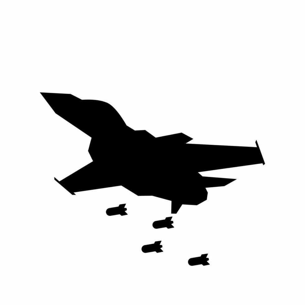 bombardeo chorro silueta vector. bombardeo avión silueta para icono, símbolo o signo. bombardeo icono para militar, guerra, conflicto y aire Huelga vector