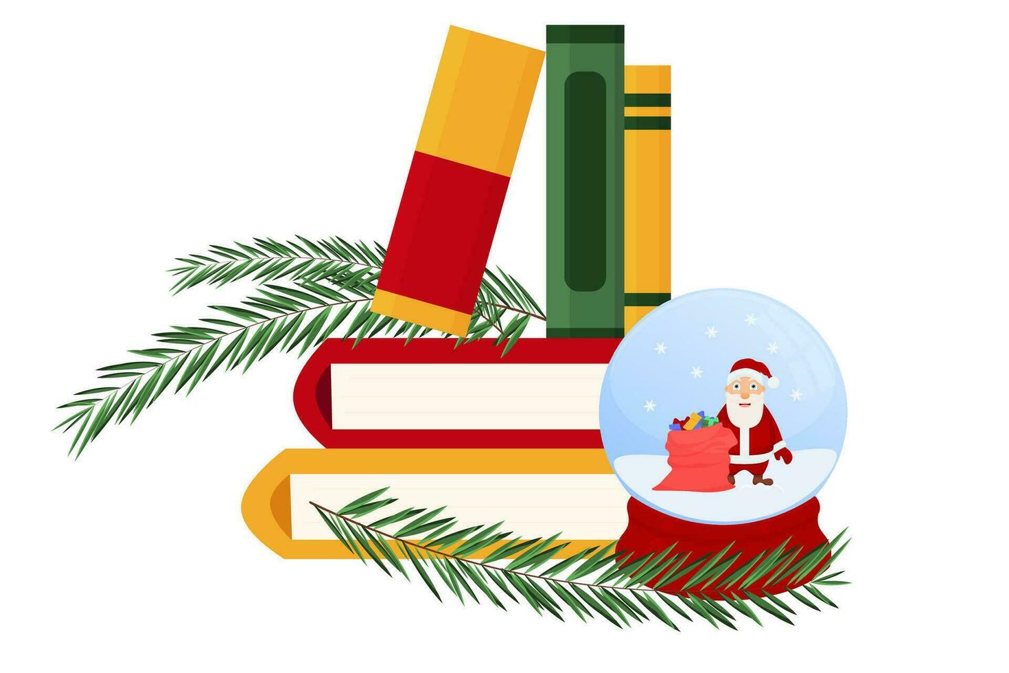 a stack of Christmas books. I like to read. New Year's fairy tales. Vector illustration.