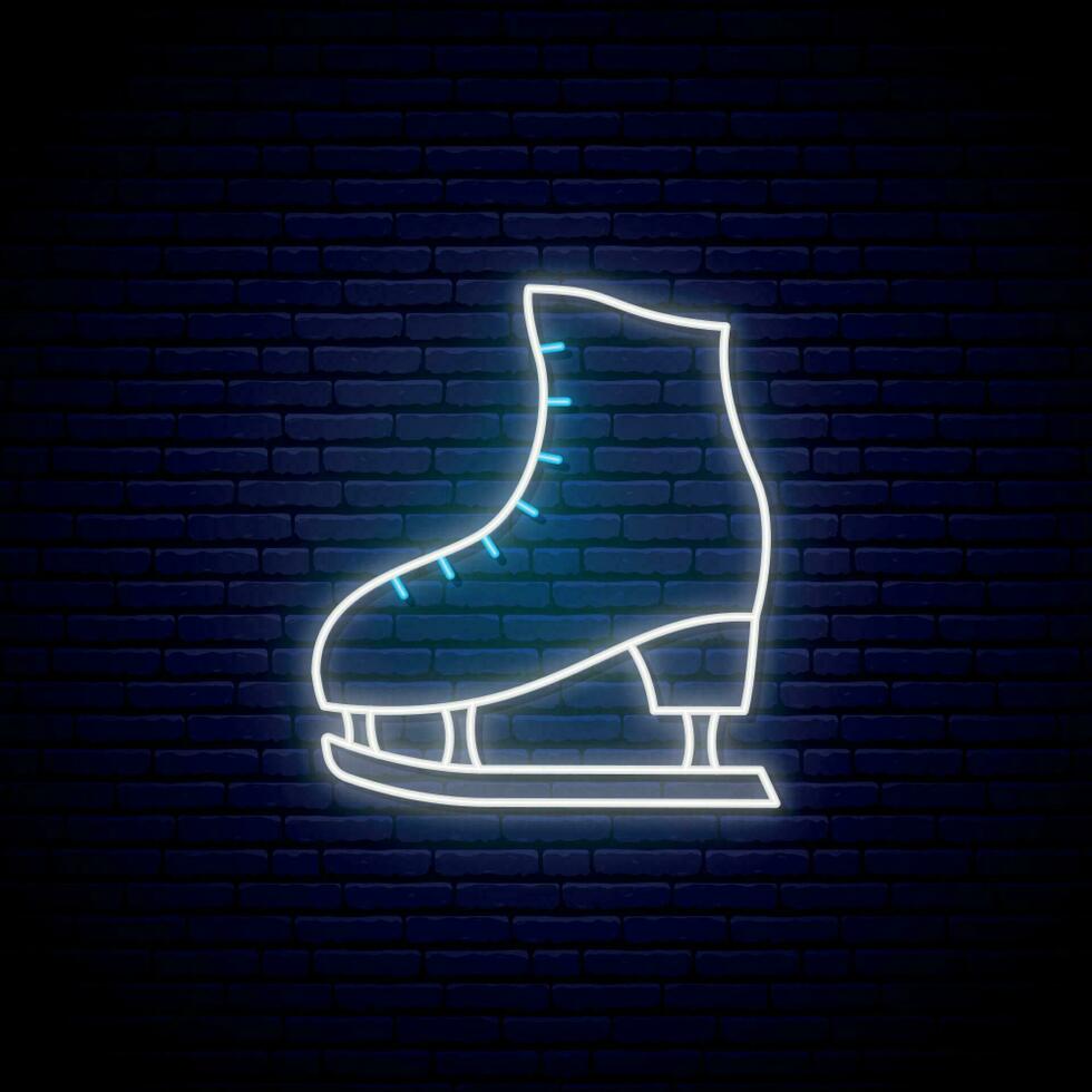 Neon skates sign. vector