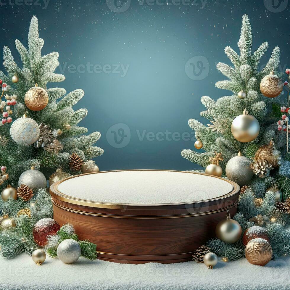 AI generated ai generative, podium display for Merry Christmas or happy New Year background photo