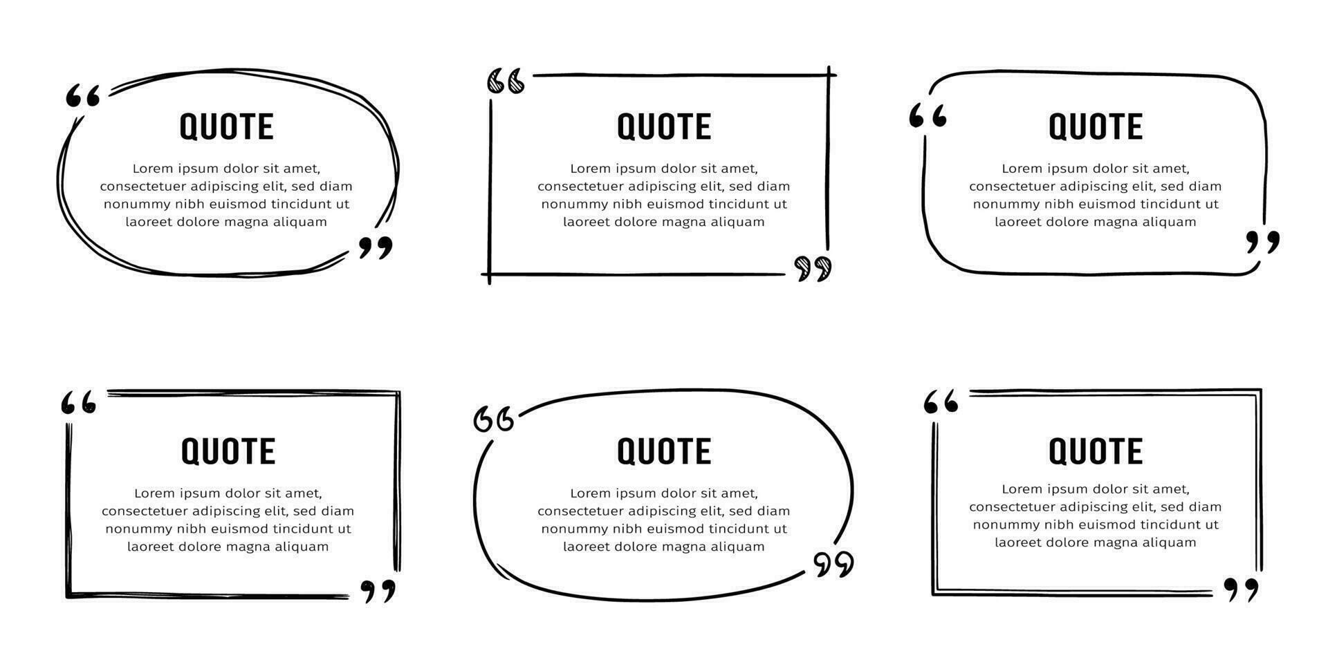 Quote box sketch, text frame set vector