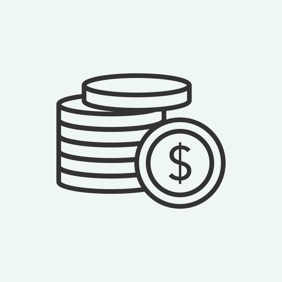 vector illustration of money coin icon on grey background