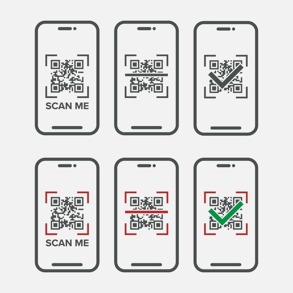 vector illustration of qr code icon on grey background