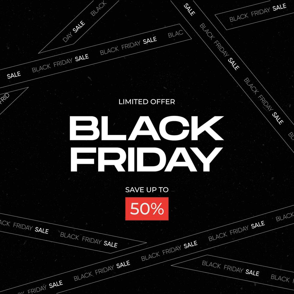 Black Friday social media template design. Modern minimal design with black and white typography. vector