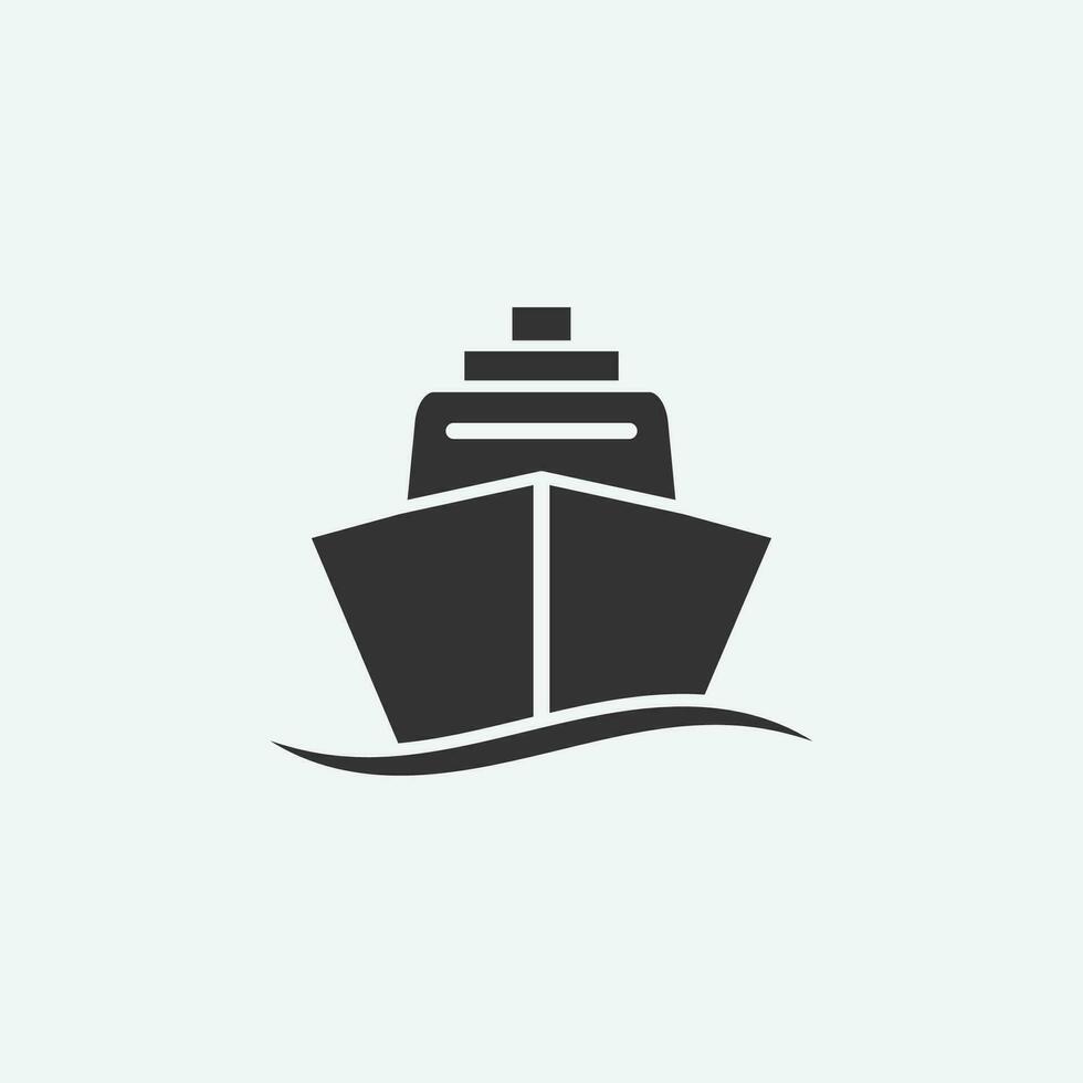 vector illustration of ship icon on grey background