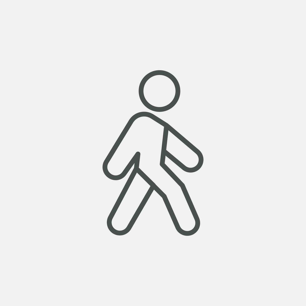 vector illustration of walking man icon on grey background