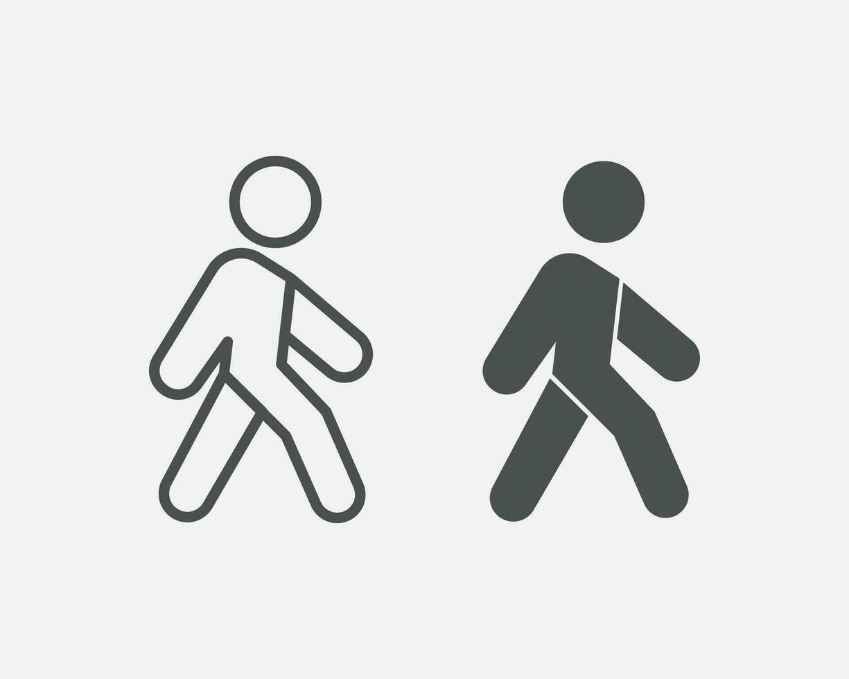 vector illustration of walking man icon on grey background