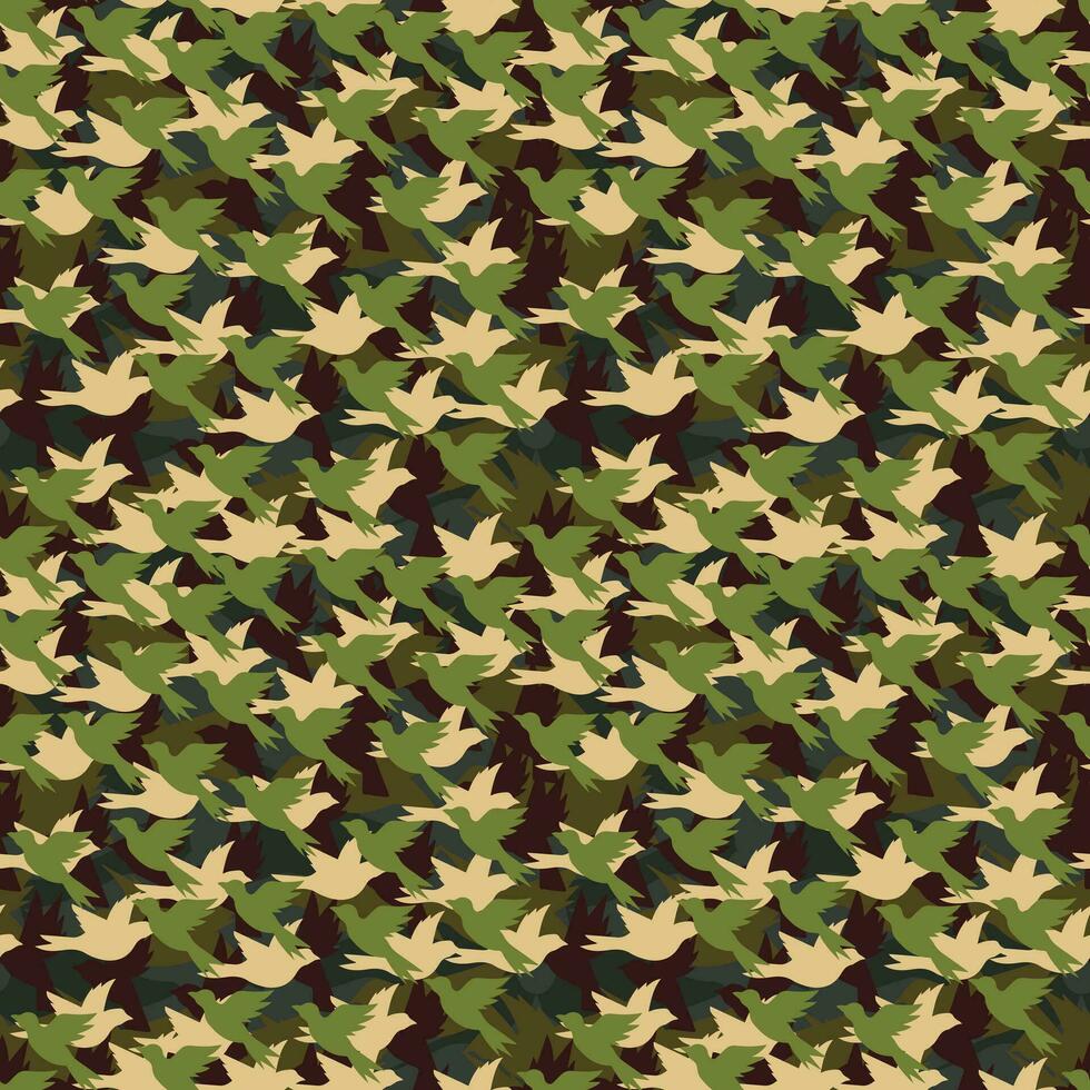 aves en camuflaje sin costura modelo vector