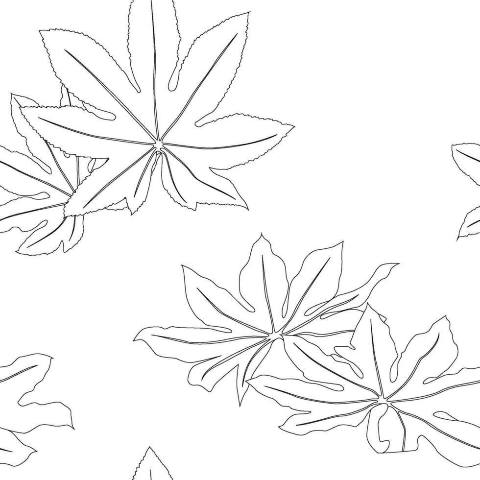 Aralia leaves pattern line art for decorate your designs with tropical illustration isolated on white background vector