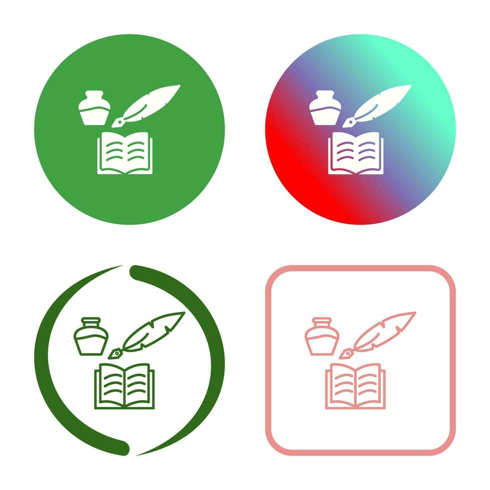 icono de vector de pluma y libro único