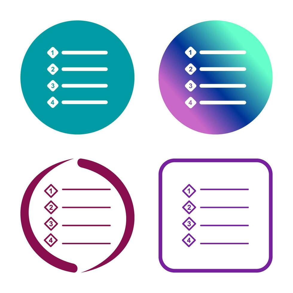 Unique Numbered list Vector Icon