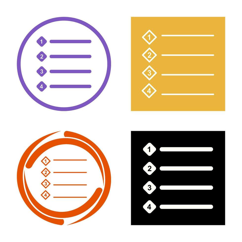 Unique Numbered list Vector Icon
