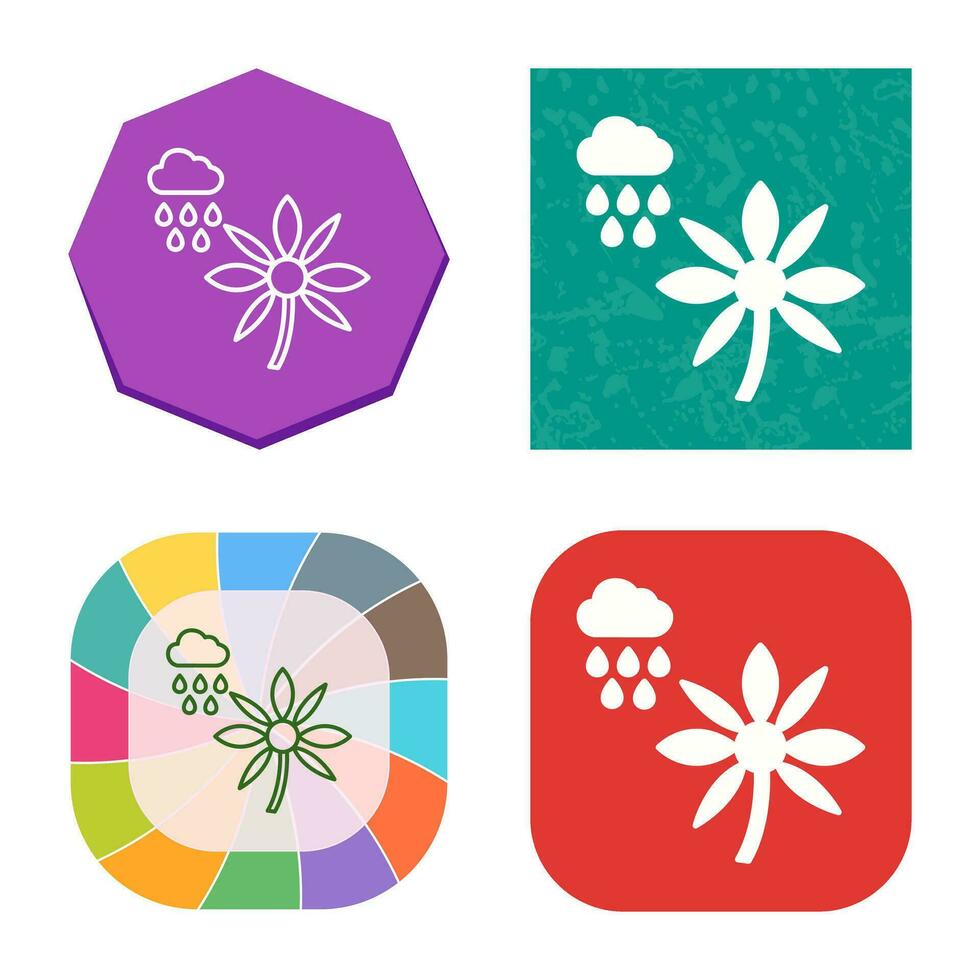 Flower with rain Vector Icon