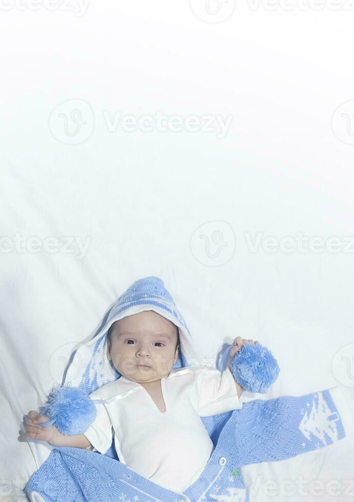 Little cute newborn baby boy photo