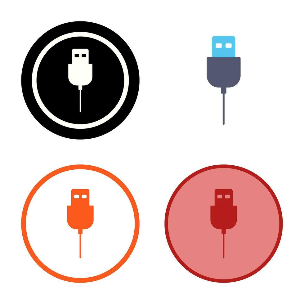 icono de vector de cable usb único