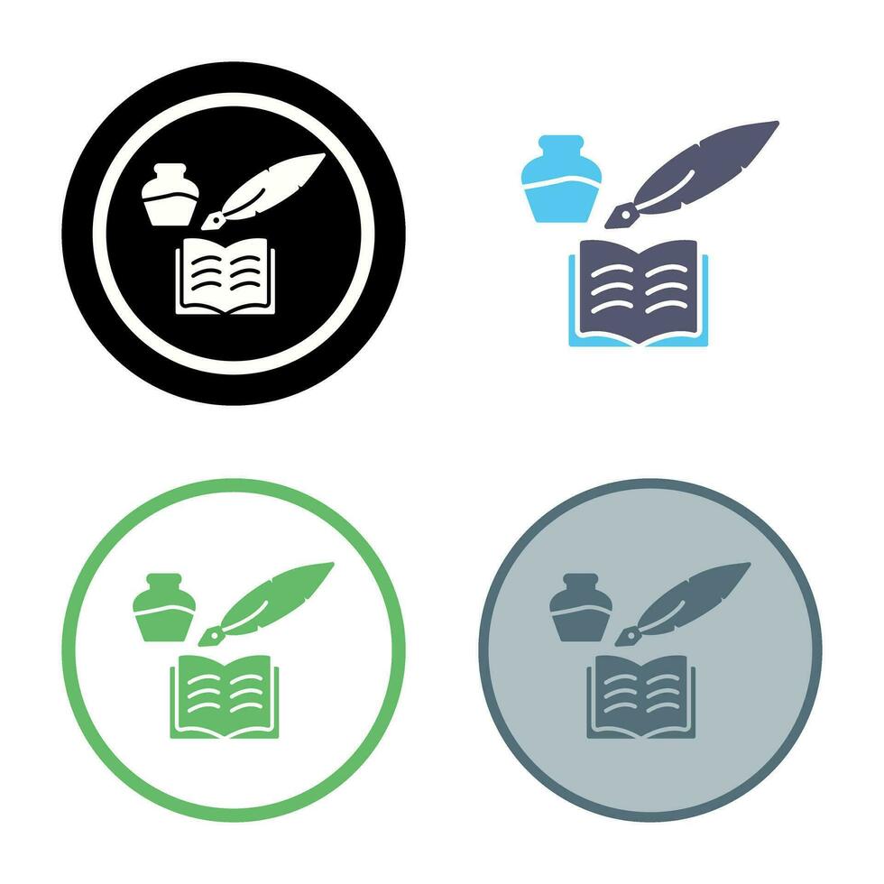 Unique Quill and Book Vector Icon