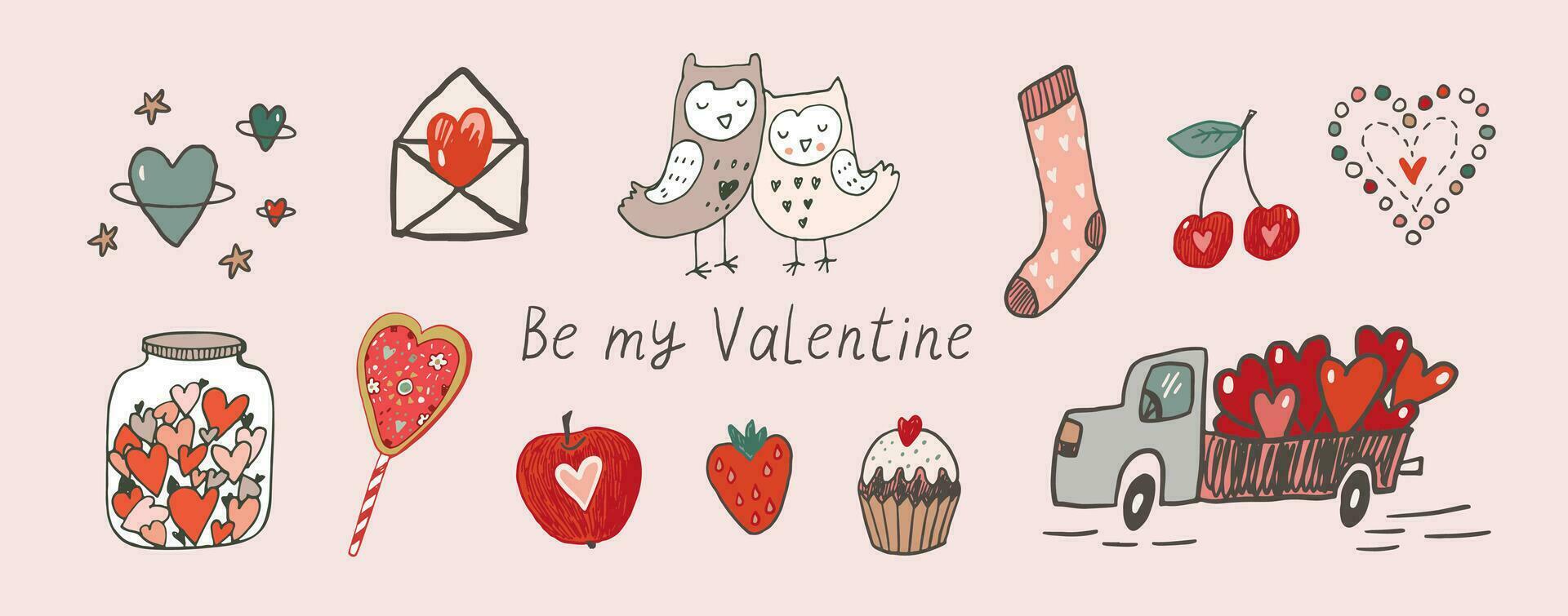 Valentine's day vector illustrations set.