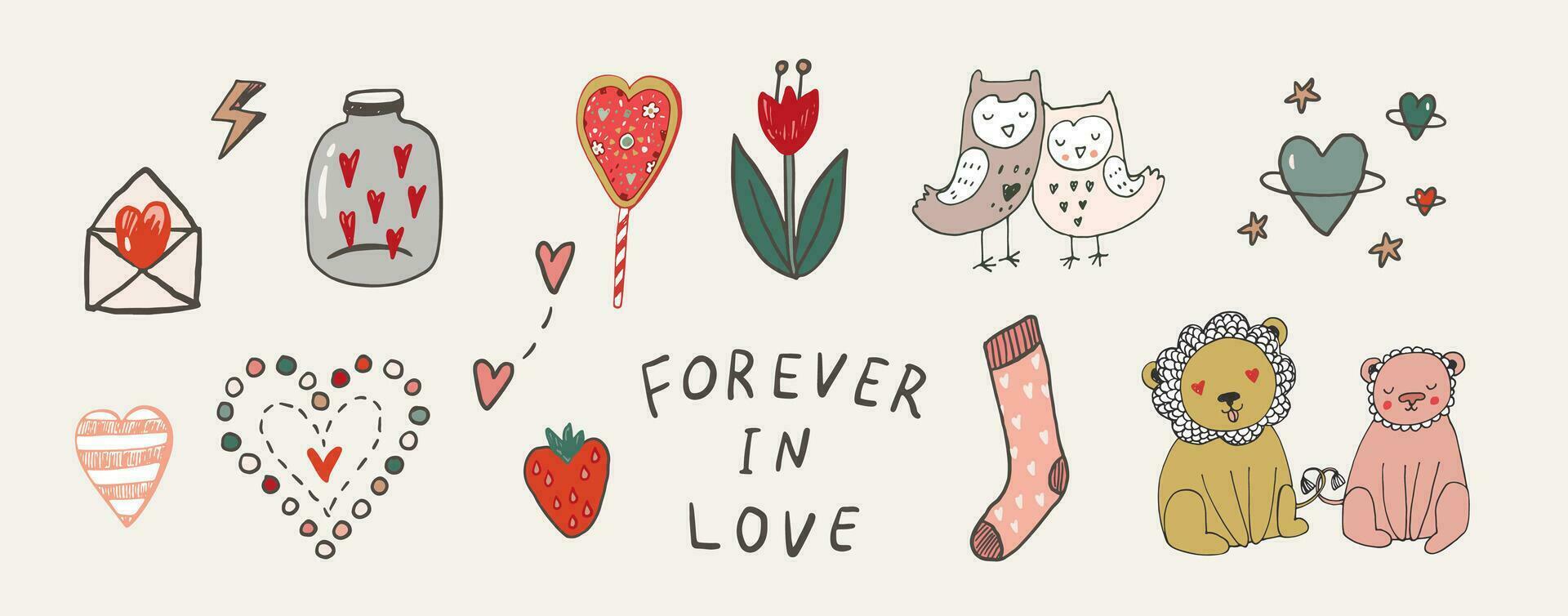 Valentine's day vector illustrations set.