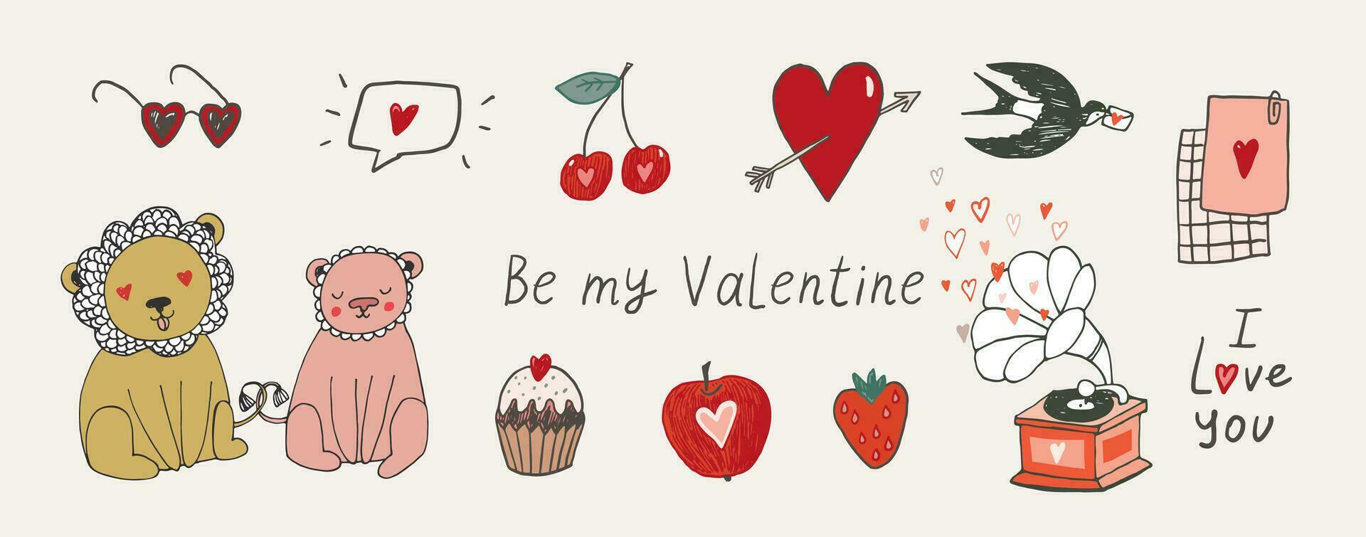 Valentine's day vector illustrations set.