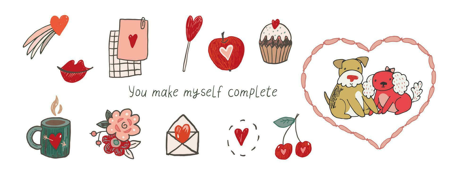 Valentine's day vector illustrations set.