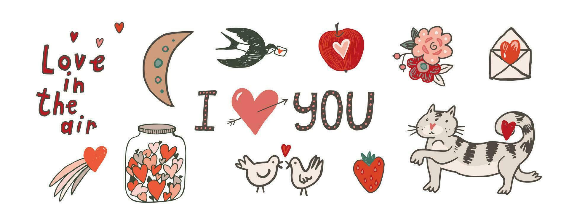 Valentine's day vector illustrations set.