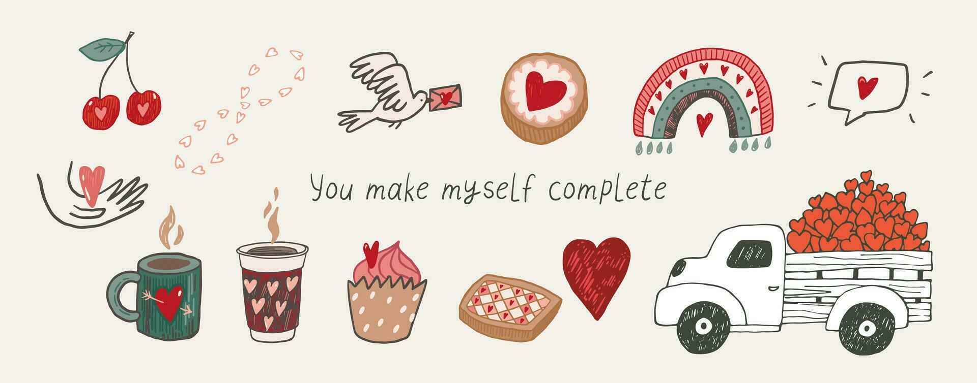 Valentine's day vector illustrations set.