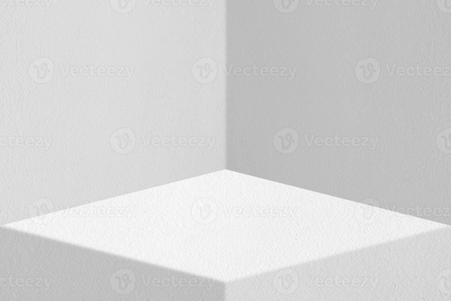 White Stucco Poduim with Wall Background, , Suitable for Darker Contrast Product Presentation Backdrop, Display, and Mock up. photo