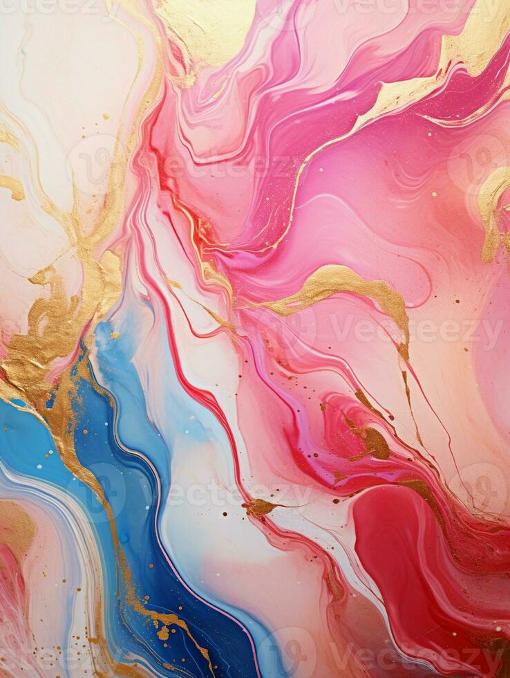 AI generated Luxury Abstract Marble Texture Background, Creative multicolored Painted waves ink Technique photo