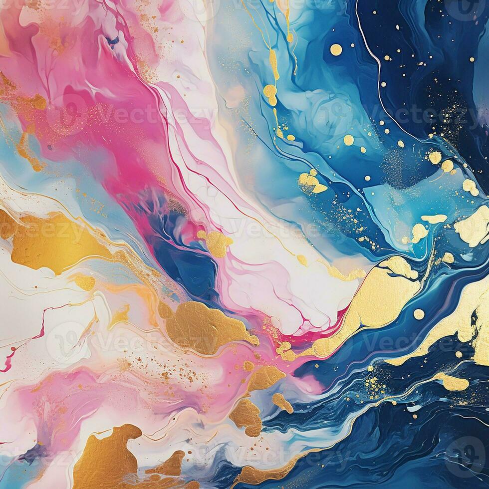 AI generated Luxury Abstract Marble Texture Background, Creative multicolored Painted waves ink Technique photo