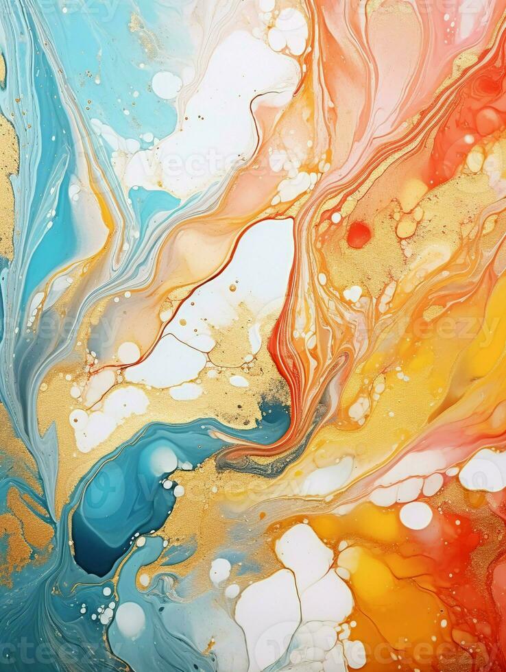 AI generated Luxury Abstract Marble Texture Background, Creative multicolored Painted waves ink Technique photo