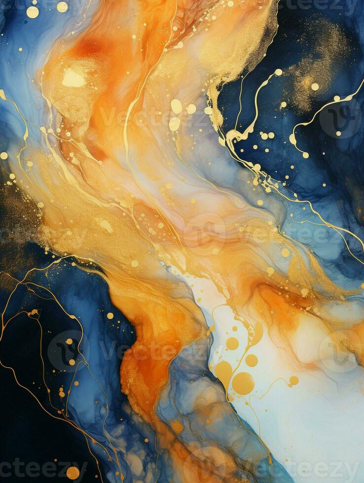 AI generated Luxury Abstract Marble Texture Background, Creative multicolored Painted waves ink Technique photo