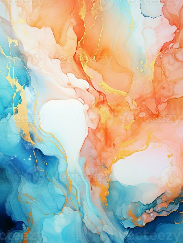 AI generated Luxury Abstract Marble Texture Background, Creative multicolored Painted waves ink Technique photo