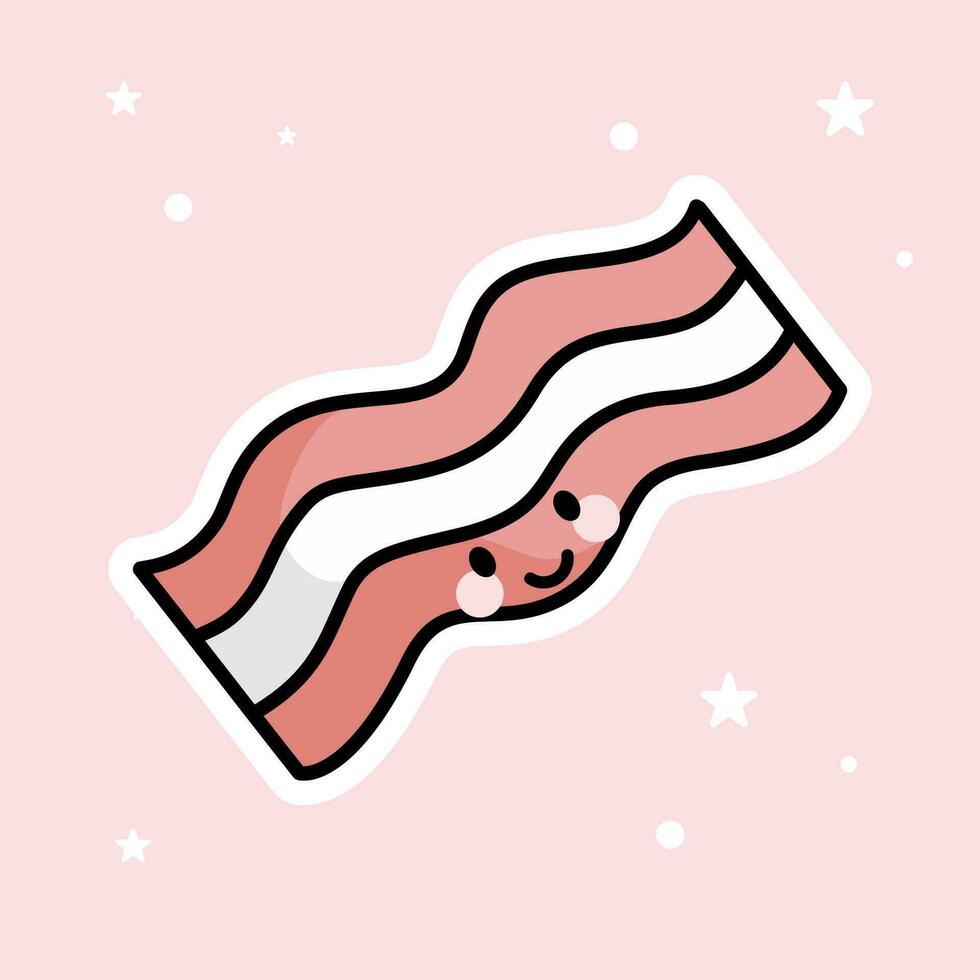Cute Kawaii Bacon is isolated on a pink background vector