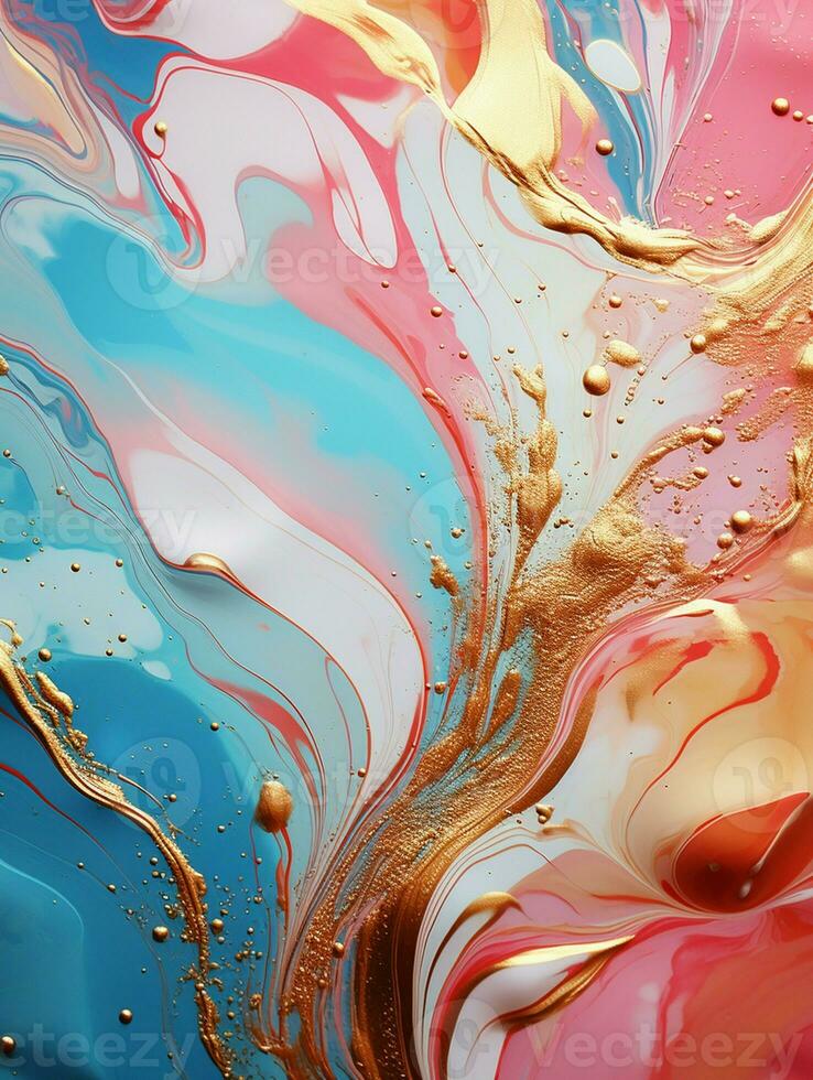 AI generated Luxury Abstract Marble Texture Background, Creative multicolored Painted waves ink Technique photo