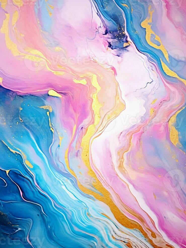 AI generated Luxury Abstract Marble Texture Background, Creative multicolored Painted waves ink Technique photo