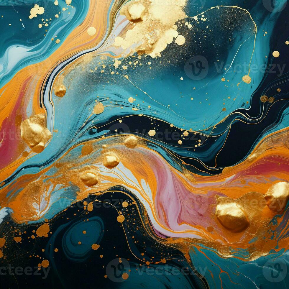 AI generated Luxury Abstract Marble Texture Background, Creative multicolored Painted waves ink Technique photo