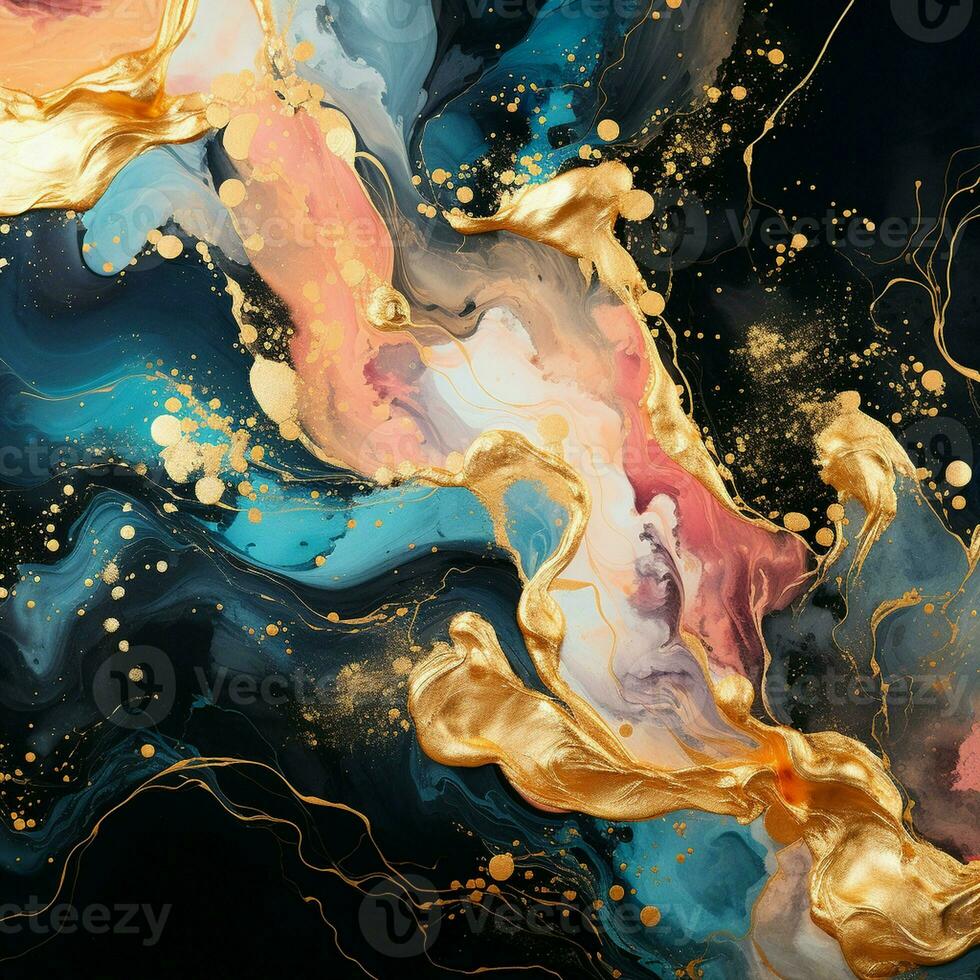 AI generated Luxury Abstract Marble Texture Background, Creative multicolored Painted waves ink Technique photo