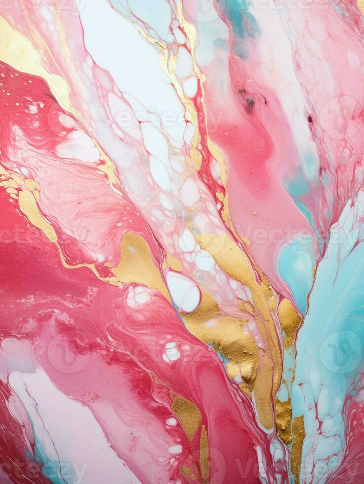 AI generated Luxury Abstract Marble Texture Background, Creative multicolored Painted waves ink Technique photo