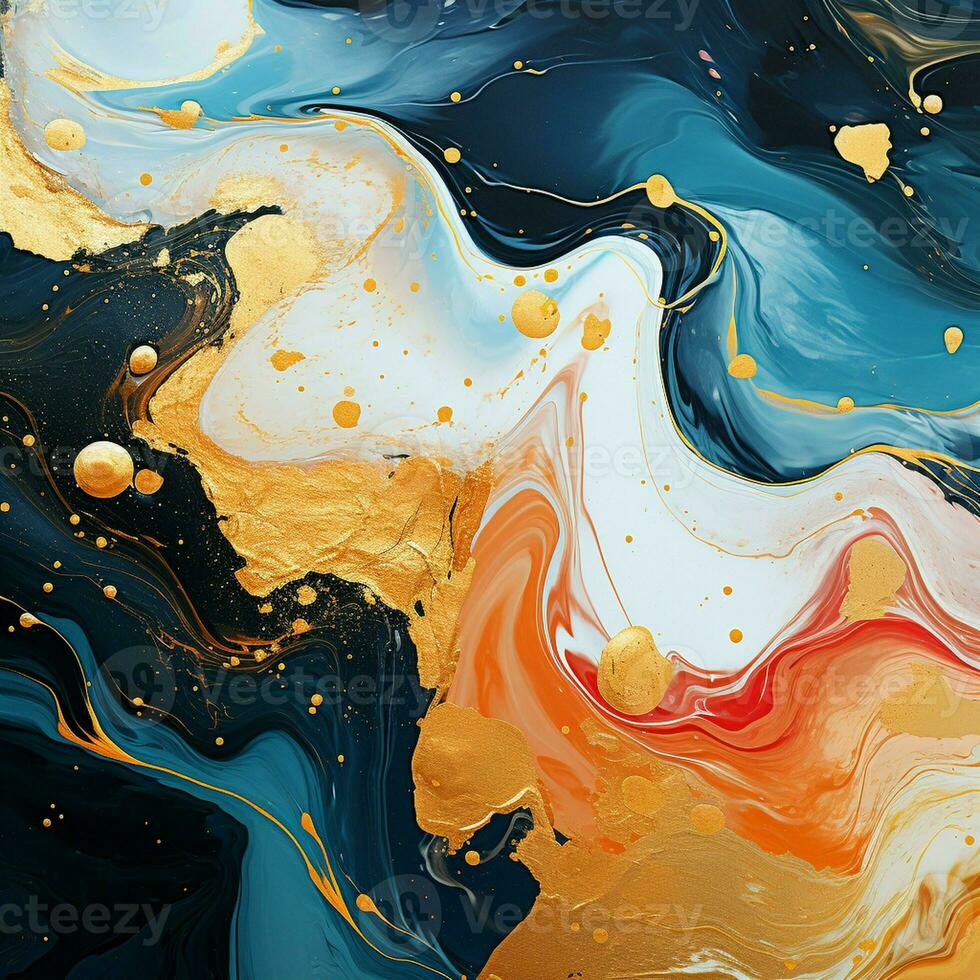 AI generated Luxury Abstract Marble Texture Background, Creative multicolored Painted waves ink Technique photo