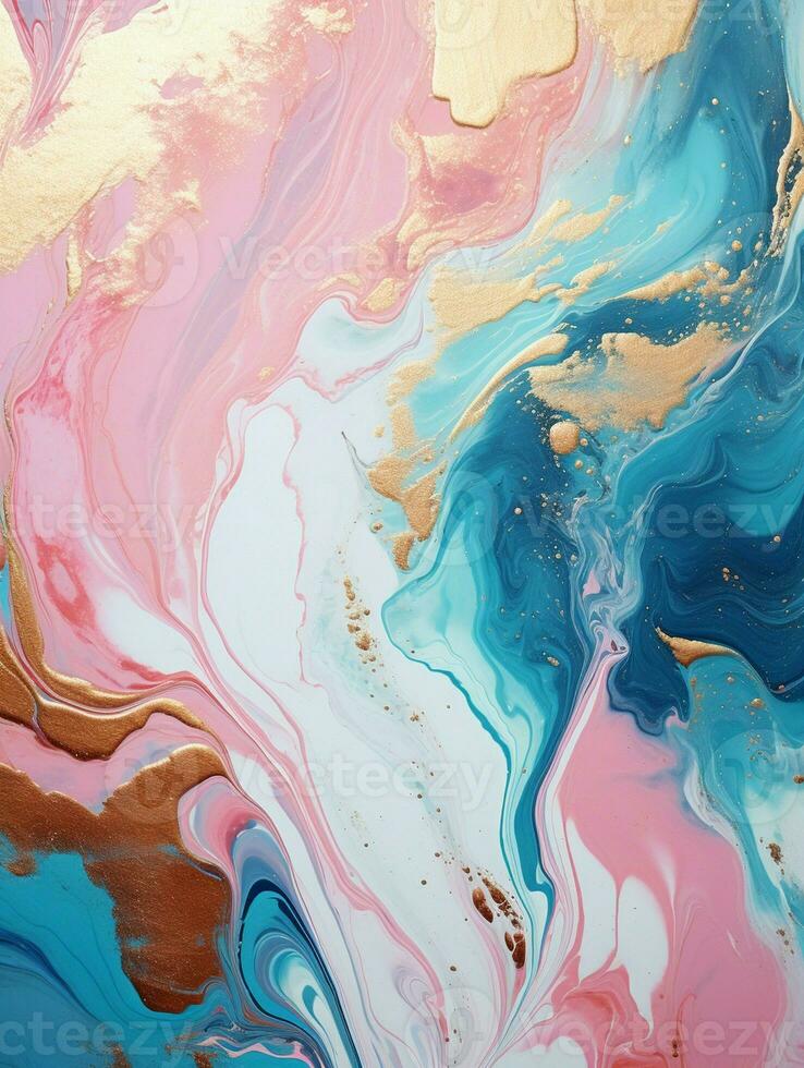 AI generated Luxury Abstract Marble Texture Background, Creative multicolored Painted waves ink Technique photo